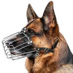 CleverTail German Shepherd Muzzle for Large Sized Dog – Metal Dog Muzzle for German Shepherd – Steel Basket Muzzle for Large Dogs – Wire Cage Mouth Guard for Medium Dogs Husky, Belgian Malinois