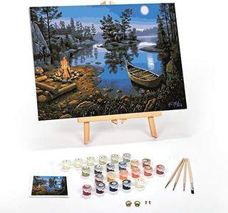 Ledgebay DIY Paint by Numbers Kit for Adults Framed Canvas: Beginner to Advanced Paint by Numbers Kit, Kits Include Acrylic Paint Set (4) Brushes & Tabletop Easel (Moonlight Bay 16" x 20" Framed)