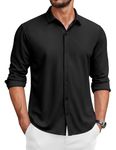 COOFANDY Men's Casual Wrinkle Free Dress Shirts Long Sleeve Button Down Slim Fit Shirt Black