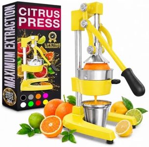 Cast Iron Juicer Hand Press, Heavy-Duty Squeezer (Yellow)