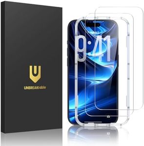 UNBREAKcable 2-Pack Screen Protector for iPhone 17 Pro, Military-Grade Shatterproof Tempered Glass [9H+ Hardness] [Easy Installation Frame] [99.99% HD Clear] for Apple iPhone 17 Pro