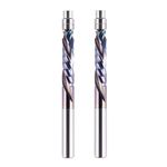 SpeTool 2PCS Compression Spiral Flush Trim Router Bit 1-1/8" Cutting Length 1/4" Shank with TAC Caoted,High-Performance Solid Carbide with Bottom Bearing Pattern Router Bit for Woodwoking.