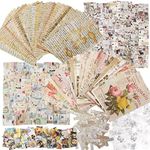 300PCS Vintage Scrapbooking Supplies Scrapbook Paper Journaling Supplies Kit Aesthetic Decorative Craft Paper DIY Paper Stickers Craft Kits for Bullet Journaling, Junk Journal, Retro Crafts(Vintage)