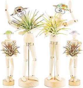 Melphoe 4 Pack Air Plant Holder Wooden Jointed Mannequin Tabletop Flexible Shape Adjustable Pose & DIY Accessories Decor Planter Tillandsia Air Fern Display Stand for Home, Office