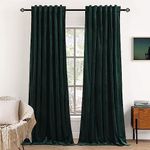 Dchola Dark Green Velvet Curtains for Bedroom Window with Back Tab, Super Soft Vintage Luxury Heavy Drapes, Room Darkening Thermal Insulated Curtain for Living Room, W52 by L63 inches, 2 Panels