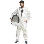 Bee Suit Ultra Ventilated 3 Layer Premium Air Mesh Beekeeping Suit for Men and Women with Fencing Veil Professional Sting Proof Beekeeper Suit, Wasp Suit Beekeeper Protection Equipment (White, Small)