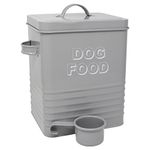 Lesser & Pavey New Sweet Home Dog Food tin with Scoop, Metal, Grey, 18 x 15 x 25 cm