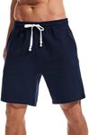 Amy Coulee Mens 8" Athletic Shorts Cotton Casual Shorts Elastic Waist Running Gym Shorts with Pockets (Navy, XX-Large, xx_l)