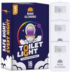 Mind-Glowing Toilet Light with Motion Sensor - Toilet Bowl Night Light (3 Pack) with 16 Color Changing LED, 5 Stage Dimmer - Cool Kids Bathroom Accessories - Funny Gag Gifts for House Warming