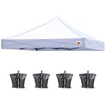 23+ colors100% Waterproof abccanopy 10x10 Replacement top Cover for 10x10 pop up Canopy, Bonus 4X Weight Bag (White)