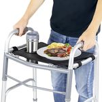 Vive Walker Tray for Folding Walker - Adult Mobility Accessories - Fits Standard Walkers - Medical Table for Seniors with Cup Holder - Non Slip Mat for Food - Removable, Easy to Install & Clean