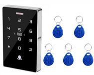 Jenix Security Door Access Control Keypad, ID Keypad with 5 ID Key Fobs, Stand-Alone Keypad, Door Lock Keypad Controller, for Gate Opener, Entry Gate Keypad, Waterproof Security Access Controller