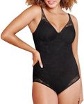 Bali Women’s Shapewear Firm Control Ultra Light Built-in Bra Lace Body Shaper Briefer Fajas DF6552, Black, 34C