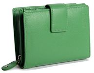 SADDLER Womens RFID Protected Real Leather Medium Bifold Purse Wallet with Zipper Coin Purse | Gift Boxed - Green