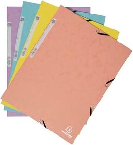 Exacompta - Réf. 55560E - Paquet de 5 chemises à élastiques - pochettes 3 rabats - en carte lustrée 400 g/m2 Aquarel - dimensions 24 x 32 cm pour documents au format A4 - couleurs assorties