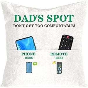 H1vojoxo 1PCS Dad’s Spot Throw Pillow Case, Father's Day Pillow Cover with 2 Pockets, Father's Day, Birthday, Thanksgiving Gift for Daddy Papa, Father's Day Linen Square Throw Pillow Case for Sofa Bed