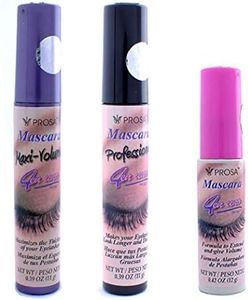 3 Pcs PROSA - PROFESIONAL Maxi Volumn Black MASCARA 4 IN 1 LONGER THICKER P1