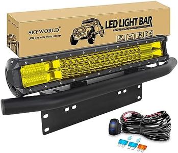 SKYWORLD 20 inch 288W Car Led Light Bar with 12V Rocker Wiring Harness Kit, Aluminum License Plate Mounting Bracket Holder for Off Road Truck SUV 4x4, 3000K Yellow Driving Fog Lights