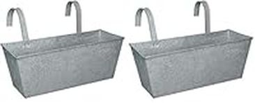 Zinc Balcony Hanging Planters (Set of 2) Grey