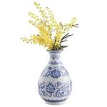 Navaris Blue and White Vase - Antique Chinoiserie Vases - Blue and White Pattern Chinoiserie Decor - Ceramic Centrepieces for Flowers, Floral Porcelain Chinese Pottery
