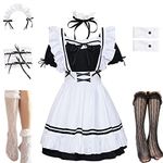 Aolike Maid Dress Japanese Anime Cosplay Sissy Clothe Halloween Cosplay Costume for Women Girls with Socks Headwear (S)