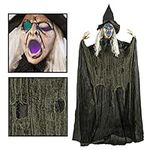 6 Feet Tall Witch - Scary Halloween Décor with Glowing LED Eyes & Mouth - Spooky Witch Scary Halloween Decorations Outdoor and Indoor