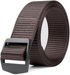 JASGOOD Tactical Heavy Duty Reinforced Nylon Belt for Men Adjustable Military Webbing Belt Strap with Metal Buckle,Pants Size Below 42 Inches,Coffee