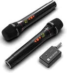 Wireless Microphones, Professional UHF Dual Wireless Microphone with 3ms Transmission Rate, Studio Grade Sound Pick Up Mic Head, Volue Control,Adjust frequency,Microphone for Singing, Performance