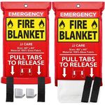 JJ CARE [Pack of 2] Fire Blanket Fire Suppression Blanket Fiberglass Cloth - Suitable for Camping, Grilling, Kitchen Safety, Car and Fireplace Fire Retardant Blanket for Emergency 40"x40"