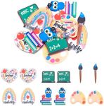 Craftdady 12Pcs Study Theme Charms Back to School Flatback Acrylic Charms Heart Rectangle Owl Arch Pen Pendant Charms Cute Cartoon Dangle Charms for Teacher's Day Earring Keychain Lanyard Making