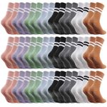 24 Pairs Pilates Socks Non Slip Grip Socks Yoga Socks Hospital Workout Barre Anti Skid Crew Socks Bulk for Women Girls Teens