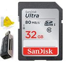 SanDisk 32GB Ultra Class 10 SDXC UHS-I SD Memory Card for Canon EOS Rebel T8i T7i T7 T6i T6S T6 T5i T5 T3i SL2 SL1 EOS 90D 80D 77D 70D EOS 9000D 800D 760D 750D DSLR Camera + Accessories