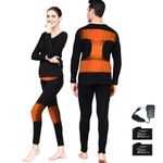 J JINPEI Heated Thermal Underwear for Men Women, Heated Long Underwear Johns Base Layer Sets with 3000mAh Battery (Black, M)