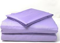 Tache Home Fashion BS3PC-PFL-K 2-3 Piece Solid Soft Cotton Flat Bed Sheet Only with Pillowcases, King, Purple