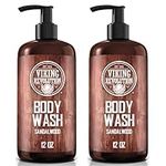 Viking Revolution - Mens Body Wash - Body Wash Men - Shower Gel Men with Vitamin E and Rosemary Oil - Sandalwood - 2 Pack - 24 Oz / 355ml Each