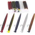 Ned-Rig-Kit-Finesse-Baits-Soft-Plastic-Worms-Fising-Lure for Bass Stick Swimbait Minnow Crawfish Lures Shroom Ned Jig Head Kit(35-Piece 4'' #01 Stick Worms Ned Rig Kit)