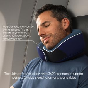 Proglobe Memory Foam Travel Pillow – Blue Neck Support Cushion