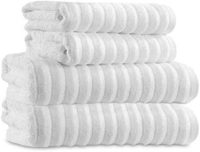 Towelogy Bamboo Bathroom Towel Set of 4 – 2 XL Bath Towel 90x140 cm & 2 XL Hand Towel 70x120 cm Premium Quality Soft and Absorbent | OEKO-TEX CERTIFIED (White)