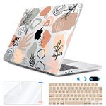 HOHAIYOO Compatible with Newest MacBook Pro 16 inch Case 2022 2021 Release A2485 with M1 Pro/M1 Max Chip, Hard Print Case Shell + Keyboard Cover + Screen Protector + Webcam Cover, Abstract Plant