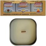 Coleman Scented Tin Citronella Candle, Includes S'Mores, Pine, and Campfire Scents, Crackle Wood Wicks for Outdoor Ambiance, Up to 25 Hours Burn Time, 3 Pack