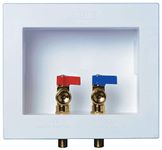 Water-Tite Du-All Dual Drain Washing Machine Outlet Box with Brass Qtr-Turn Valves, Installed, 1/2" Sweat Conx.