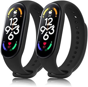 YLK 2 Pezzi Cinturino per Xiaomi Mi Band 7, Cinturino di Ricambio Morbido Regolabile per Xiaomi Mi Band 7 (Nero+Nero)