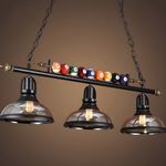 Vintage Billiard Pool Table Lights,3 Lights Black Matte Metal Shades, 40'' Chandelier Hanging Over Pool Table， Suitable for Billiards Room, Snooker Table, Kitchen Island, Bar Tables