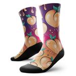 Outway Peachy Crew Socks, Moisture-Wicking Athletic Calf Socks with Arch Support for Men and Women, Colorful Design, Size M/L