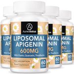 AureaSalus Liposomal Apigenin 600mg, Extra Strength Apigenin Supplement with Fisetin, Quercetin and Theaflavins for Sleep, Relaxation & Mood, Powerful Flavonoid & Antioxidants (60 Count (Pack of 4))