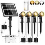 Linke Solar Spot Lights Outdoor Garden, 4 in 1 2700K/4000K/6500K Adjustable LED Solar Powered Spotlight IP66 Waterproof Solar Landscape Spotlights Solar Fence Lights for Yard Lawn Tree Statue