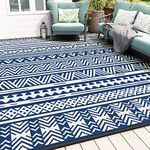 MontVoo-Outdoor Rug 5x8 ft Waterproof Outdoor Carpet-Patio RV Deck Camping Rug Portable Boho Rugs for Outdoor Area Rug Picnic Backyard Porch Beach Mat Blue