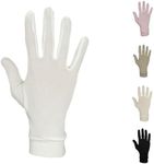 Pure Silk Glove Liners | Soft & Comfortable | Inner Thermal Gloves | Natural Wear | Unisex | Wash Bag Included (Off-White, Small)