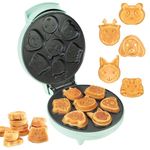 Primalite Animal Waffle Maker- Make 7 Fun&Cool Panda,Cat,Dog,Tiger&Reindeer Shaped Waffles Or Pancakes For Kids Or Unique Gift Idea|Non-Stick|Electric Iron With Indicator Light- Mint Green,700 Watts