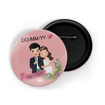 dhcrafts Pin Badges Pink Color Customised Wedding Invitation Save The Date D1 Glossy Finish Design Pack of 1